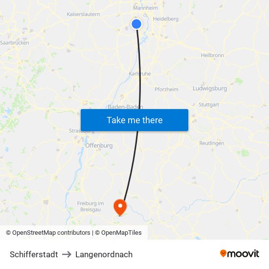 Schifferstadt to Langenordnach map