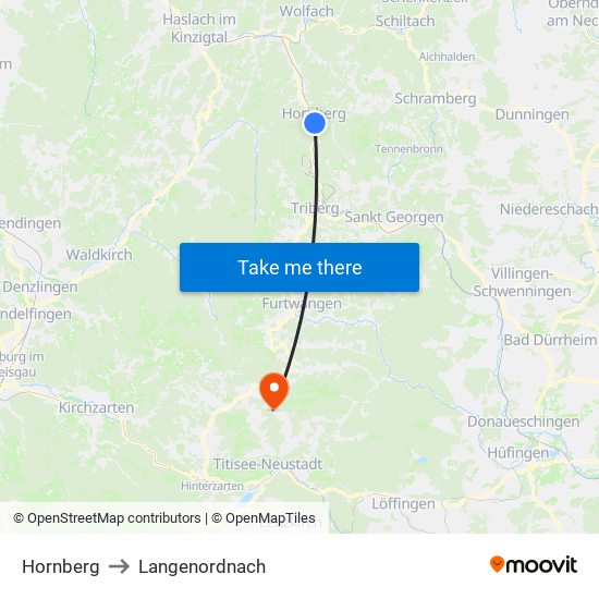 Hornberg to Langenordnach map