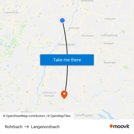 Rohrbach to Langenordnach map