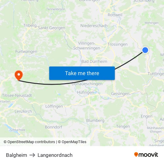 Balgheim to Langenordnach map
