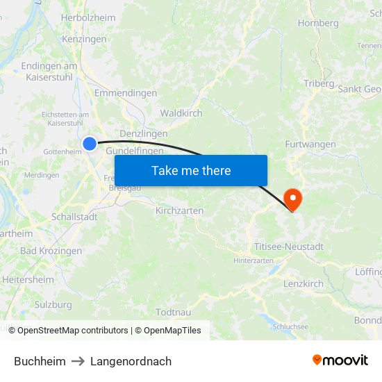 Buchheim to Langenordnach map