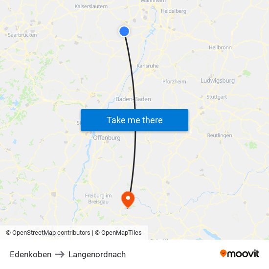 Edenkoben to Langenordnach map