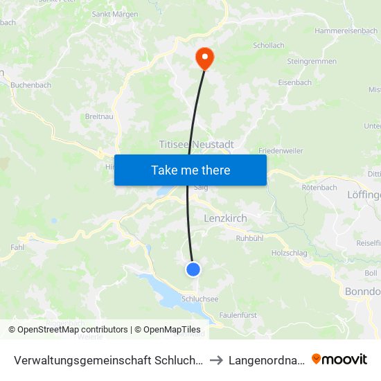 Verwaltungsgemeinschaft Schluchsee to Langenordnach map