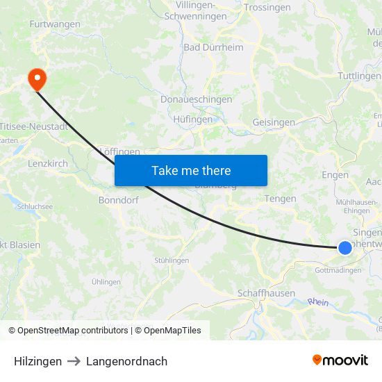 Hilzingen to Langenordnach map