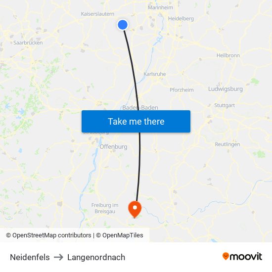 Neidenfels to Langenordnach map