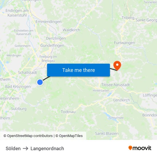 Sölden to Langenordnach map