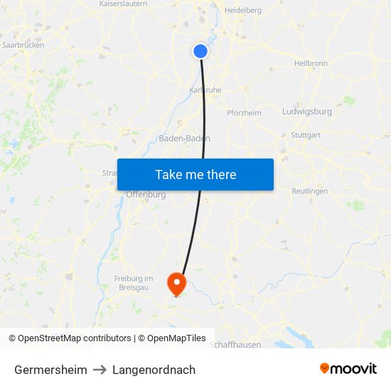 Germersheim to Langenordnach map