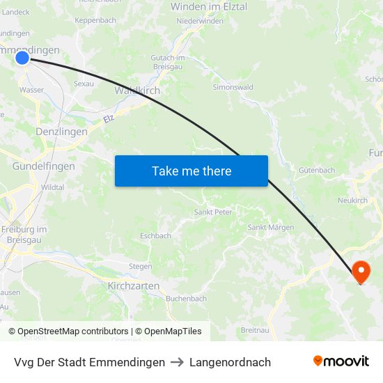 Vvg Der Stadt Emmendingen to Langenordnach map