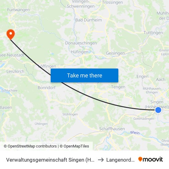 Verwaltungsgemeinschaft Singen (Hohentwiel) to Langenordnach map