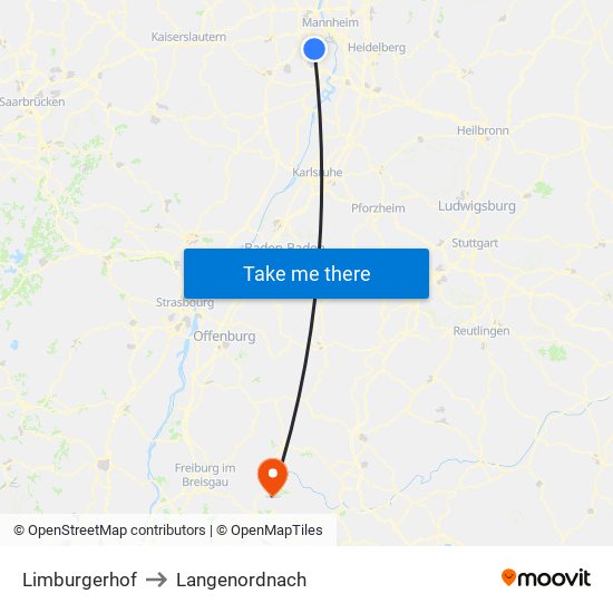 Limburgerhof to Langenordnach map