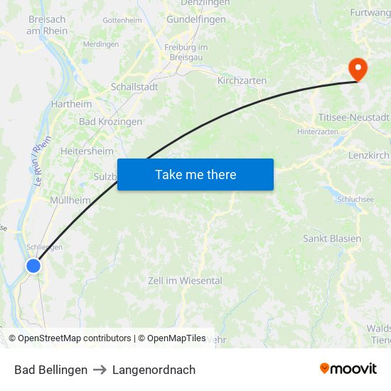 Bad Bellingen to Langenordnach map