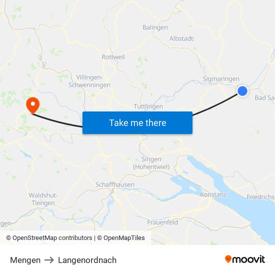 Mengen to Langenordnach map