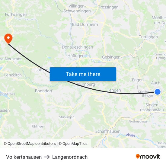 Volkertshausen to Langenordnach map