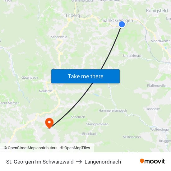 St. Georgen Im Schwarzwald to Langenordnach map