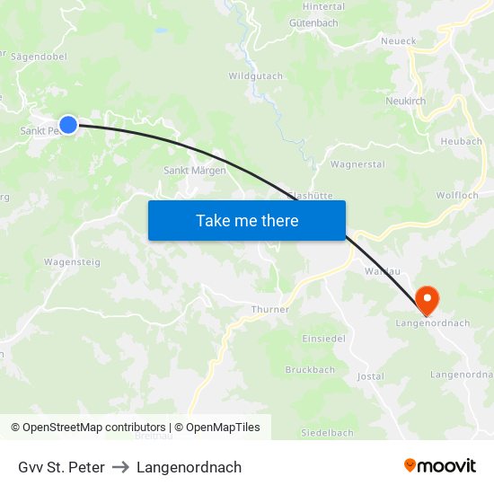 Gvv St. Peter to Langenordnach map