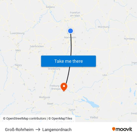 Groß-Rohrheim to Langenordnach map