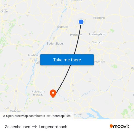 Zaisenhausen to Langenordnach map