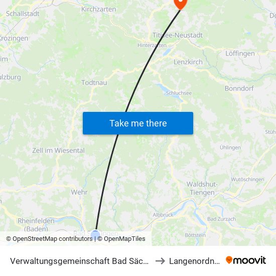 Verwaltungsgemeinschaft Bad Säckingen to Langenordnach map