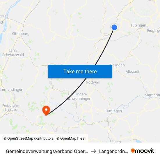 Gemeindeverwaltungsverband Oberes Gäu to Langenordnach map