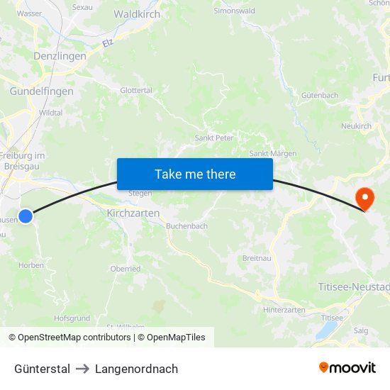 Günterstal to Langenordnach map