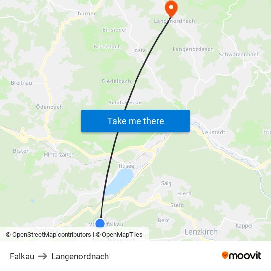 Falkau to Langenordnach map