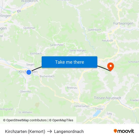 Kirchzarten (Kernort) to Langenordnach map