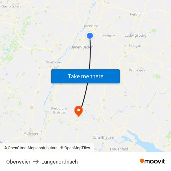 Oberweier to Langenordnach map