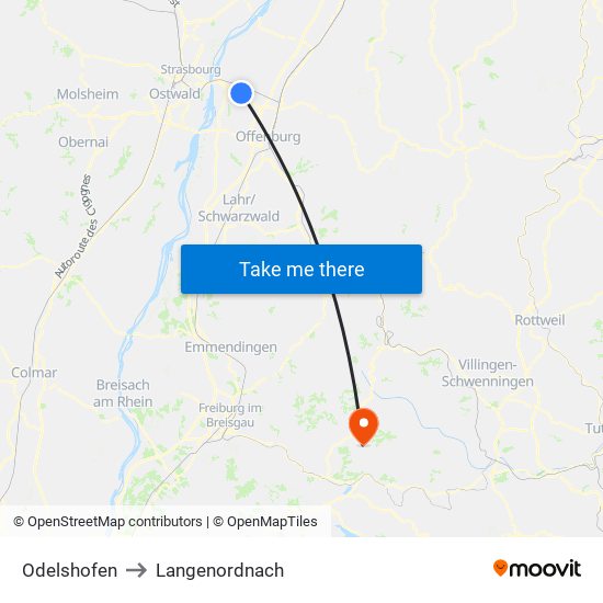 Odelshofen to Langenordnach map