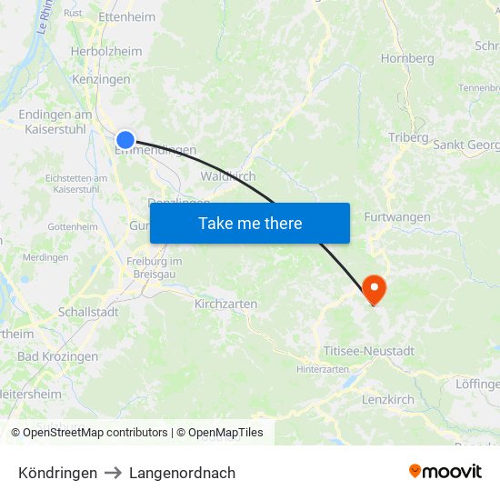 Köndringen to Langenordnach map