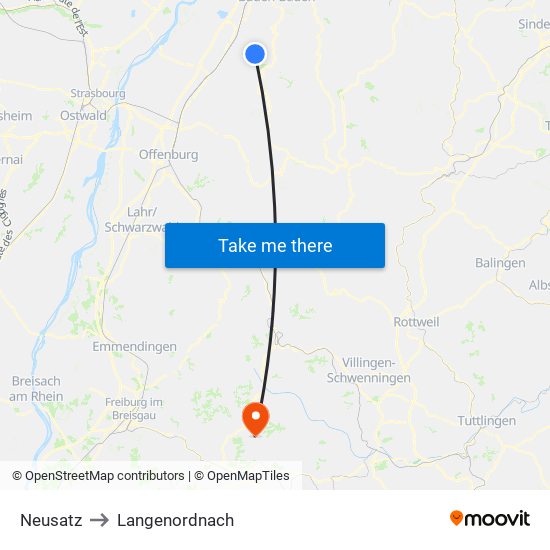 Neusatz to Langenordnach map