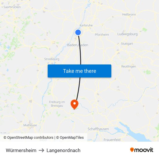 Würmersheim to Langenordnach map