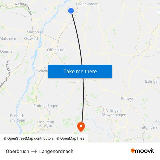 Oberbruch to Langenordnach map