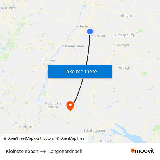 Kleinsteinbach to Langenordnach map