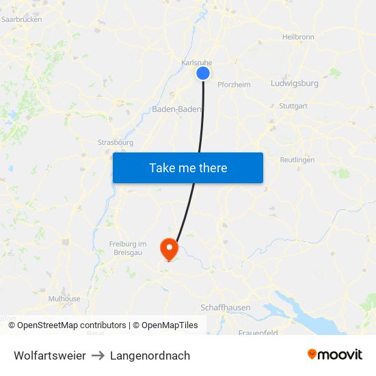 Wolfartsweier to Langenordnach map