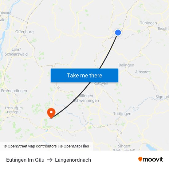 Eutingen Im Gäu to Langenordnach map