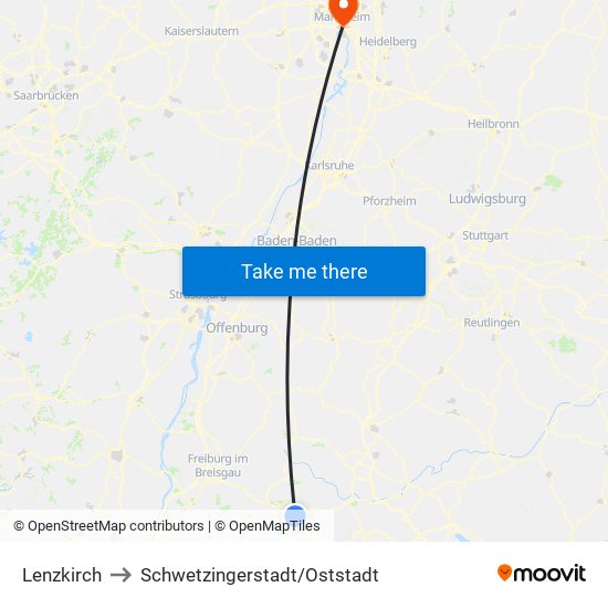 Lenzkirch to Schwetzingerstadt/Oststadt map