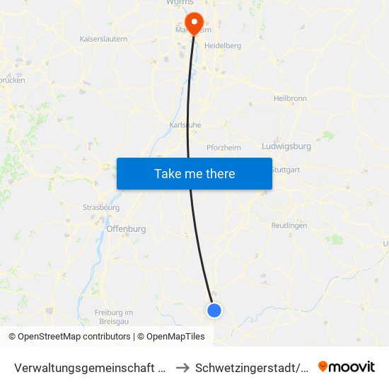 Verwaltungsgemeinschaft Trossingen to Schwetzingerstadt/Oststadt map