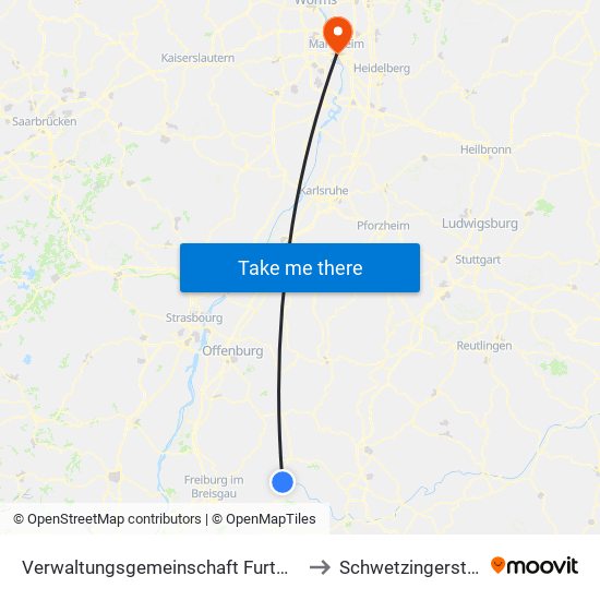 Verwaltungsgemeinschaft Furtwangen Im Schwarzwald to Schwetzingerstadt/Oststadt map