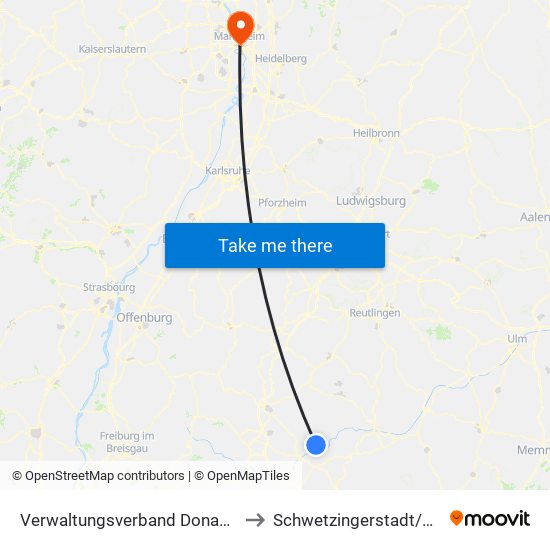 Verwaltungsverband Donau-Heuberg to Schwetzingerstadt/Oststadt map