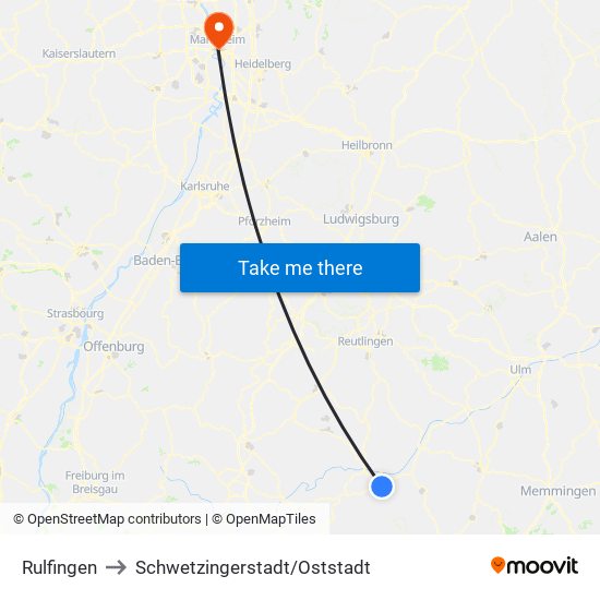 Rulfingen to Schwetzingerstadt/Oststadt map