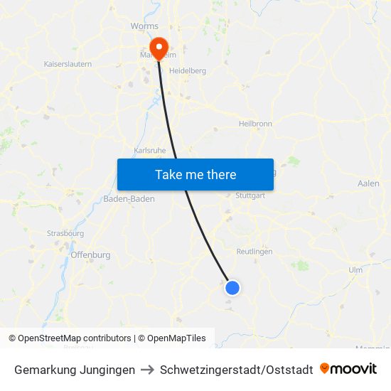 Gemarkung Jungingen to Schwetzingerstadt/Oststadt map