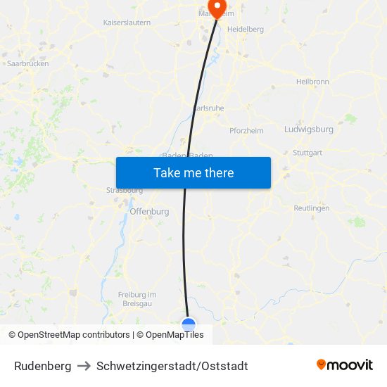 Rudenberg to Schwetzingerstadt/Oststadt map