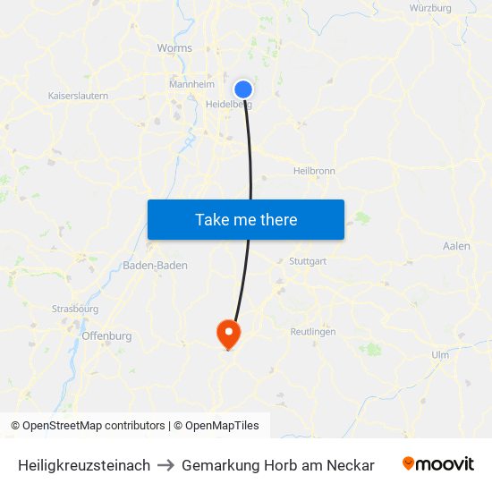 Heiligkreuzsteinach to Gemarkung Horb am Neckar map