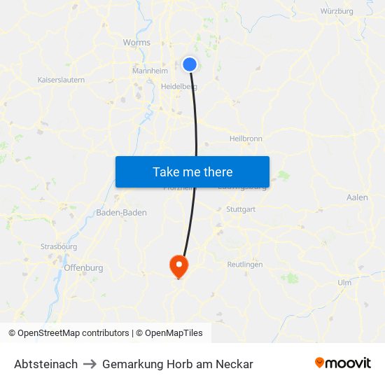 Abtsteinach to Gemarkung Horb am Neckar map