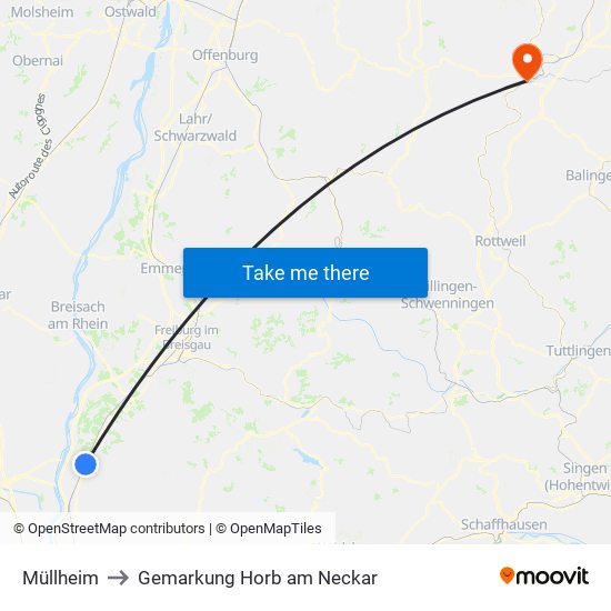 Müllheim to Gemarkung Horb am Neckar map
