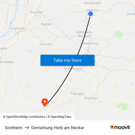 Sontheim to Gemarkung Horb am Neckar map