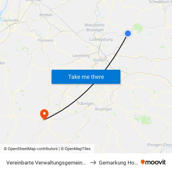 Vereinbarte Verwaltungsgemeinschaft Der Stadt Backnang to Gemarkung Horb am Neckar map