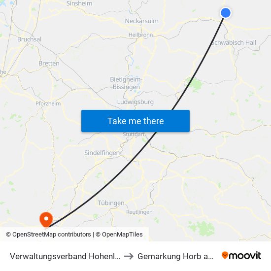 Verwaltungsverband Hohenloher Ebene to Gemarkung Horb am Neckar map