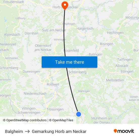 Balgheim to Gemarkung Horb am Neckar map