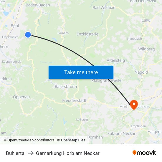 Bühlertal to Gemarkung Horb am Neckar map